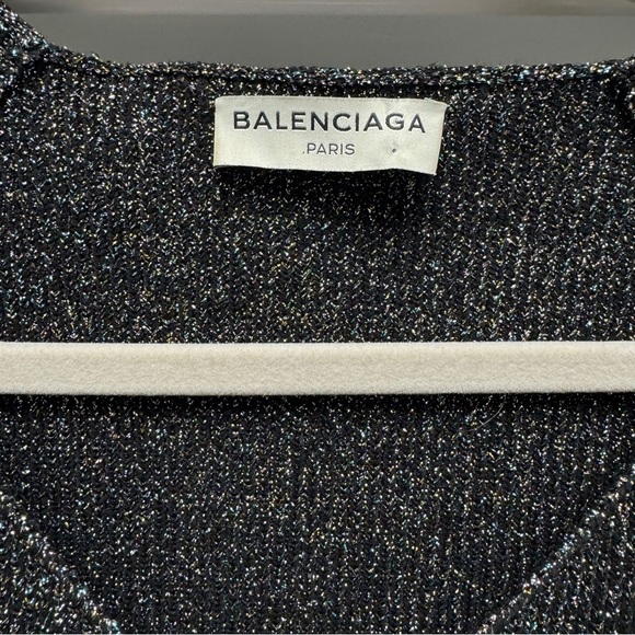 Balenciaga Black Metallic Knit Cardigan Sweater - Picture 3 of 11